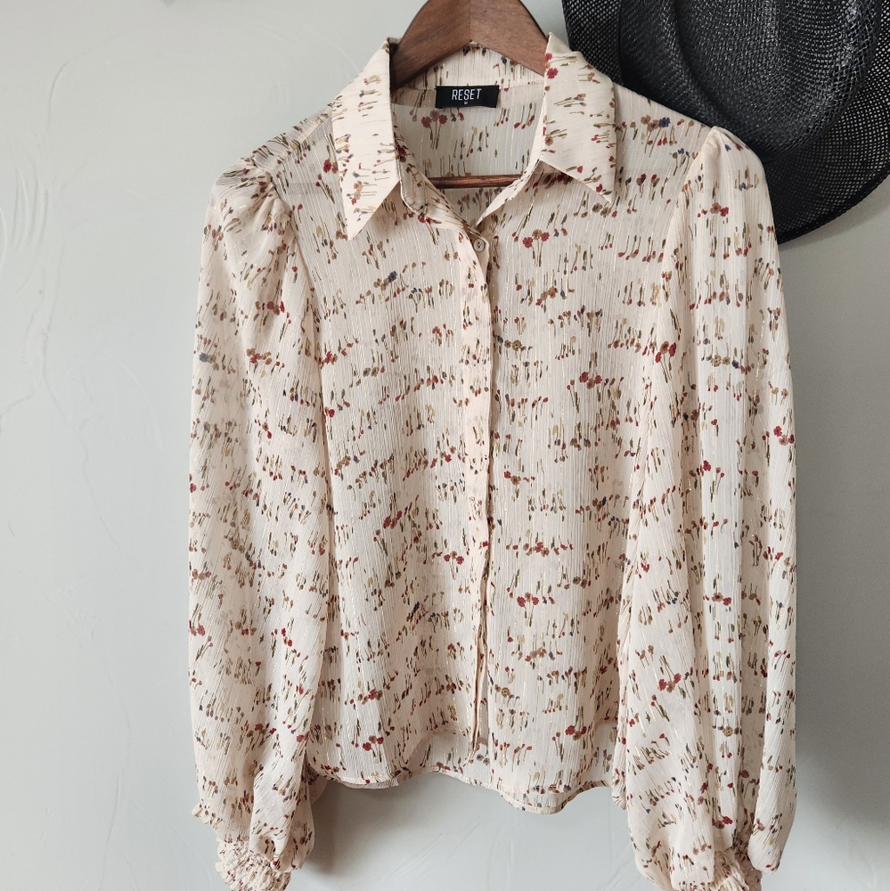 Sheer Patterned Women's Reset Top